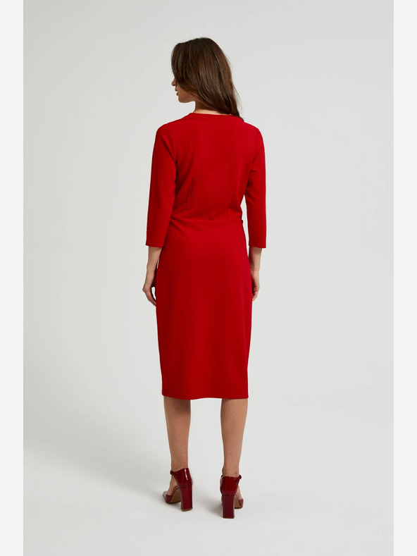 Moodo Rochie midi roșie cu volane Moodo