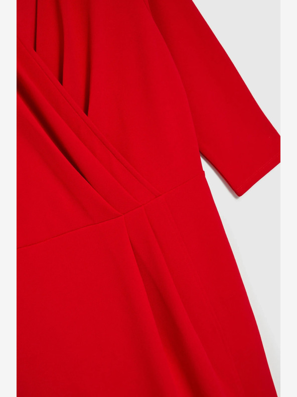 Moodo Rochie midi roșie cu volane Moodo