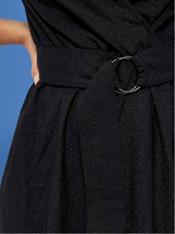 Moodo Rochie neagră de damă cu centură Moodo