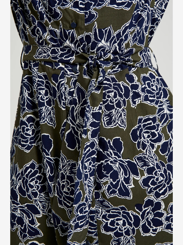 Moodo Rochie cămașă pentru femei cu flori verzi și albastre Moodo