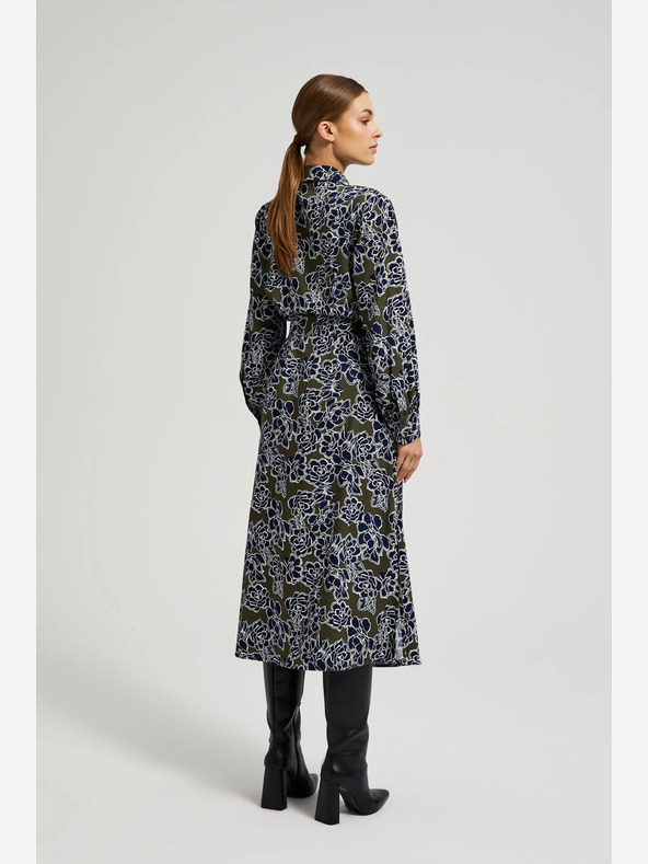 Moodo Rochie cămașă pentru femei cu flori verzi și albastre Moodo