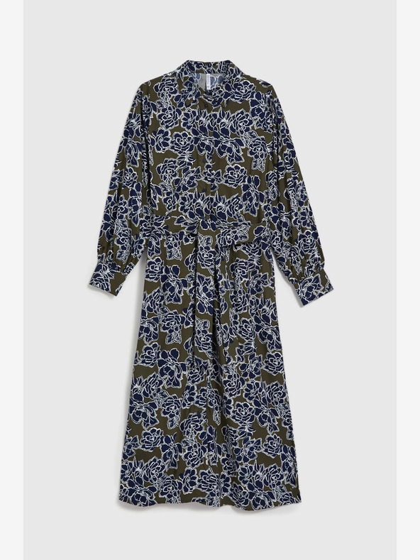 Moodo Rochie cămașă pentru femei cu flori verzi și albastre Moodo