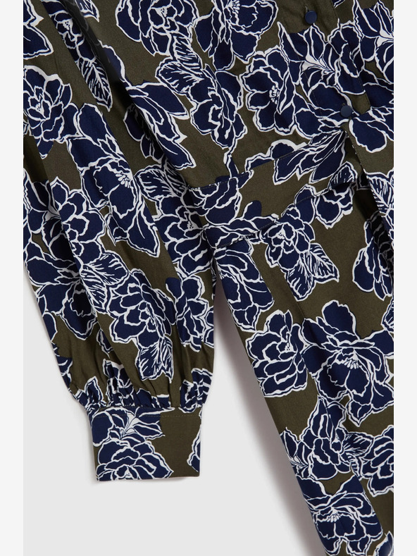 Moodo Rochie cămașă pentru femei cu flori verzi și albastre Moodo