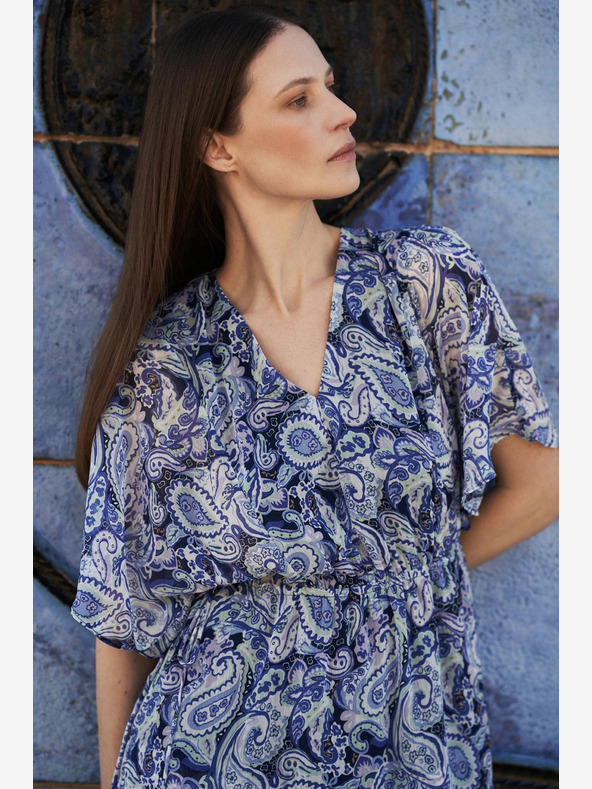 Moodo Rochie albastră cu model până la genunchi Moodo