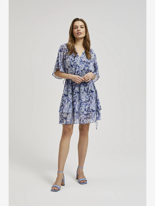 Moodo Rochie albastră cu model până la genunchi Moodo