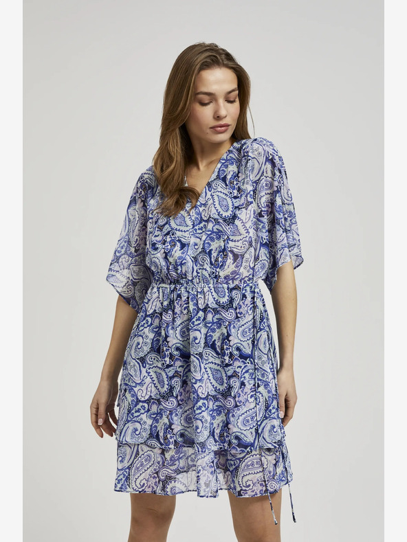 Moodo Rochie albastră cu model până la genunchi Moodo