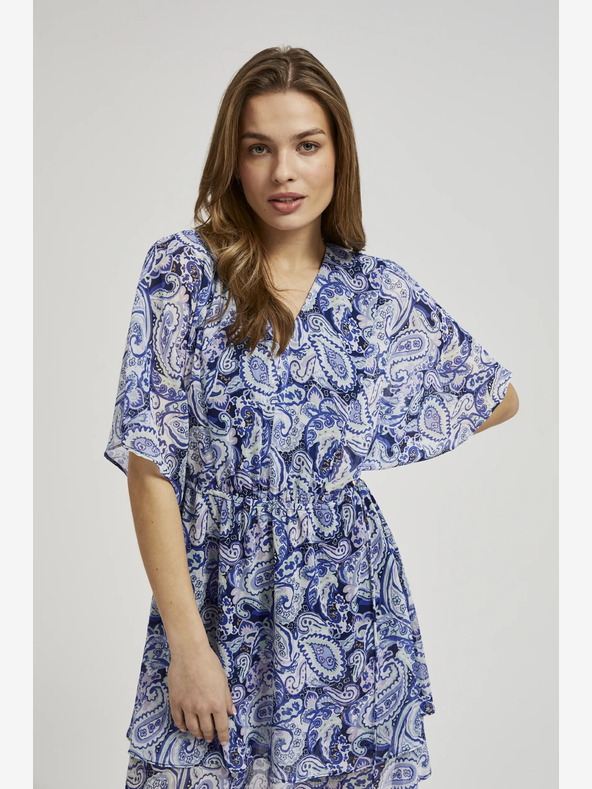 Moodo Rochie albastră cu model până la genunchi Moodo