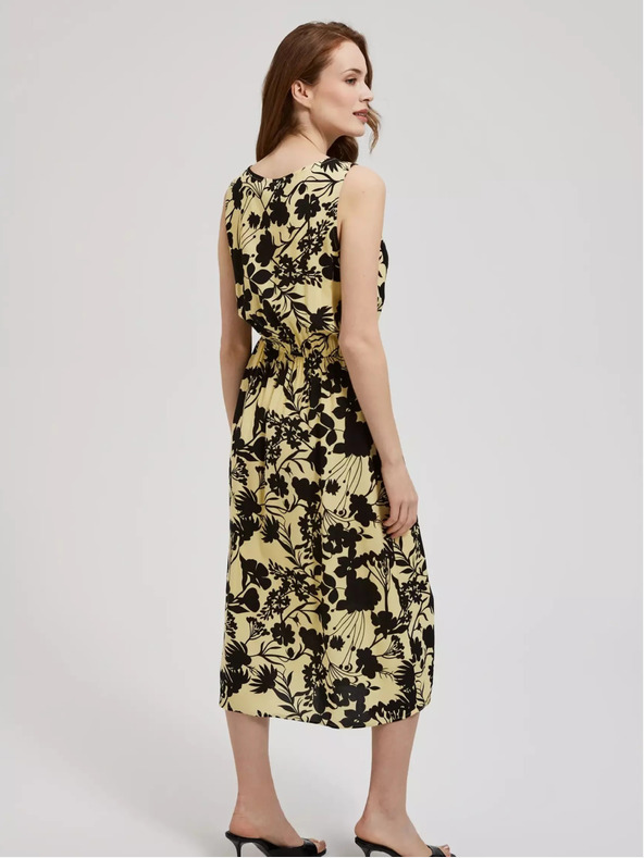 Moodo Rochie midi galbenă cu motive florale Moodo