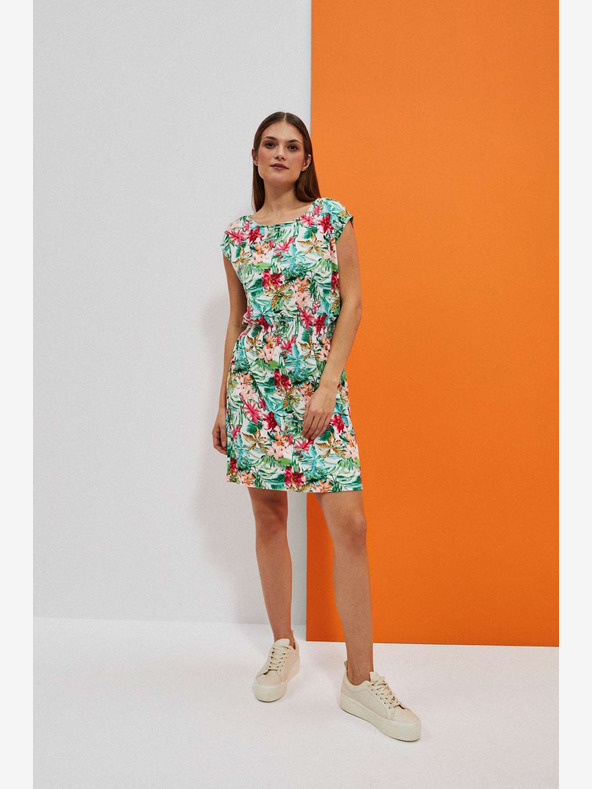 Moodo Rochie cu model verde și alb Moodo