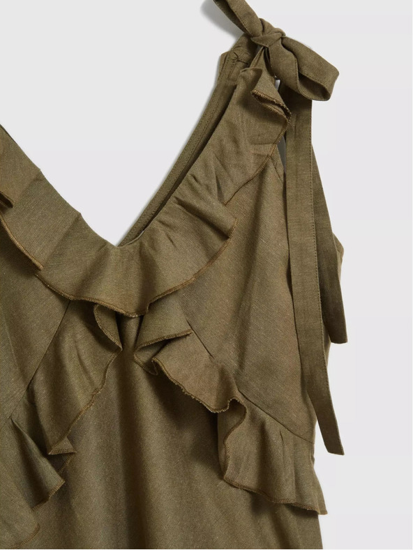 Moodo Rochie verde din viscoză cu volane Moodo