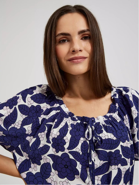 Moodo Rochie florală mov cu mâneci bufante Moodo