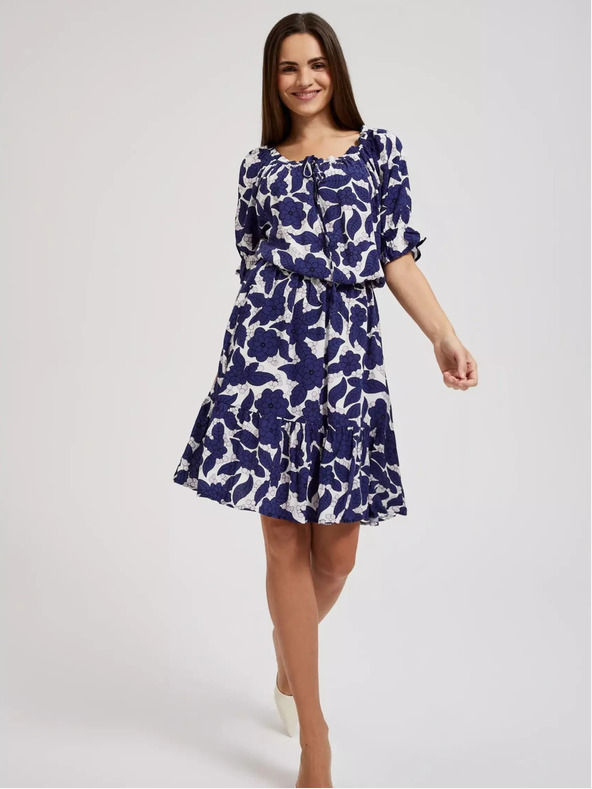 Moodo Rochie florală mov cu mâneci bufante Moodo