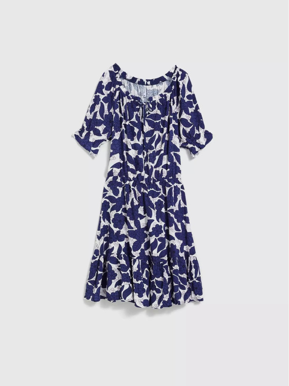 Moodo Rochie florală mov cu mâneci bufante Moodo