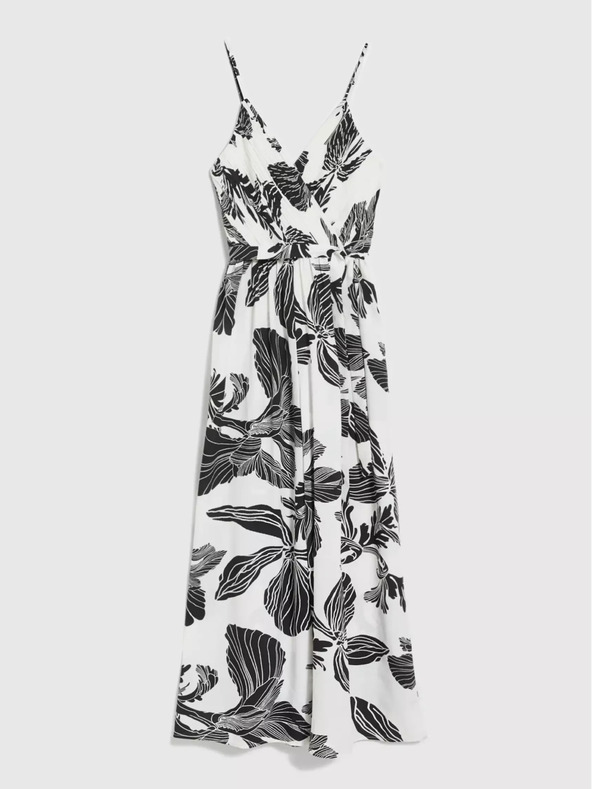 Moodo Salopetă albă și neagră cu model tropical Moodo