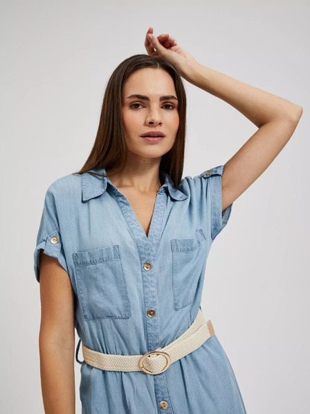 Moodo Rochie midi albastră din lyocell Moodo