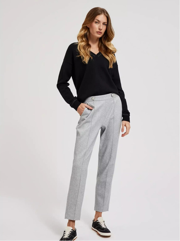 Moodo Pulover negru cu mânecă lungă și decolteu în V Moodo