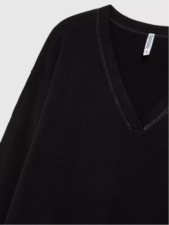 Moodo Pulover negru cu mânecă lungă și decolteu în V Moodo