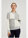 Moodo Pulover de damă alb și gri Moodo