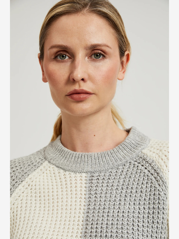 Moodo Pulover de damă alb și gri Moodo