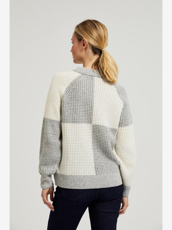 Moodo Pulover de damă alb și gri Moodo