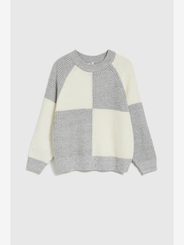 Moodo Pulover de damă alb și gri Moodo