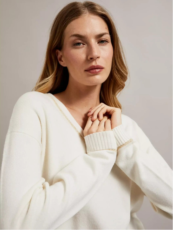 Moodo Pulover de damă cu fir metalic Moodo