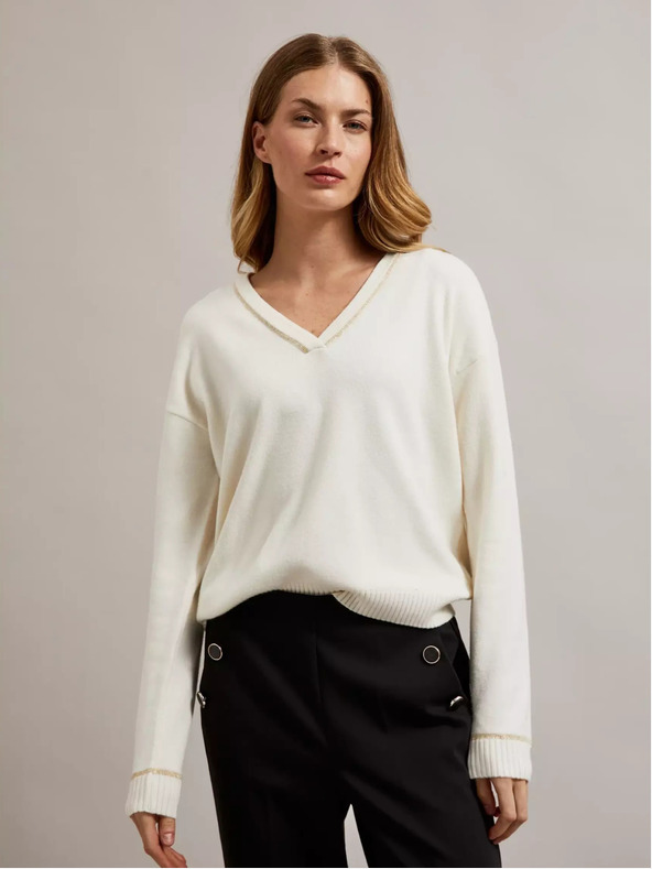 Moodo Pulover de damă cu fir metalic Moodo