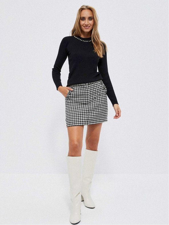 Moodo Pulover negru de damă cu perle Moodo