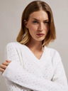 Moodo Pulover alb cu decolteu în V, cu mâneci întredeschise Moodo