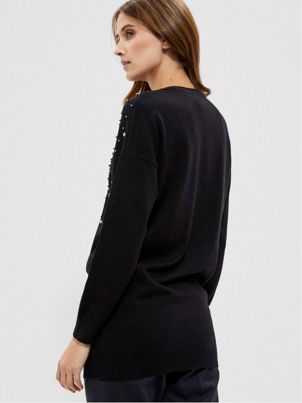 Moodo Pulover negru de damă cu mărgele Moodo