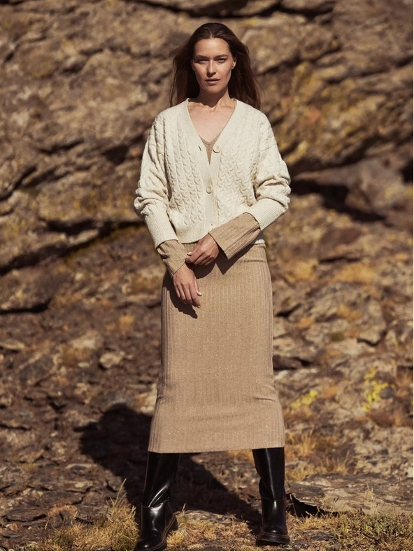 Moodo Cardigan scurt alb cu nasturi Moodo