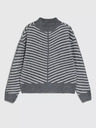 Moodo Pulover gri cu gât înalt cu dungi Moodo