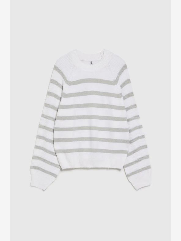 Moodo Pulover alb cu dungi gri Moodo