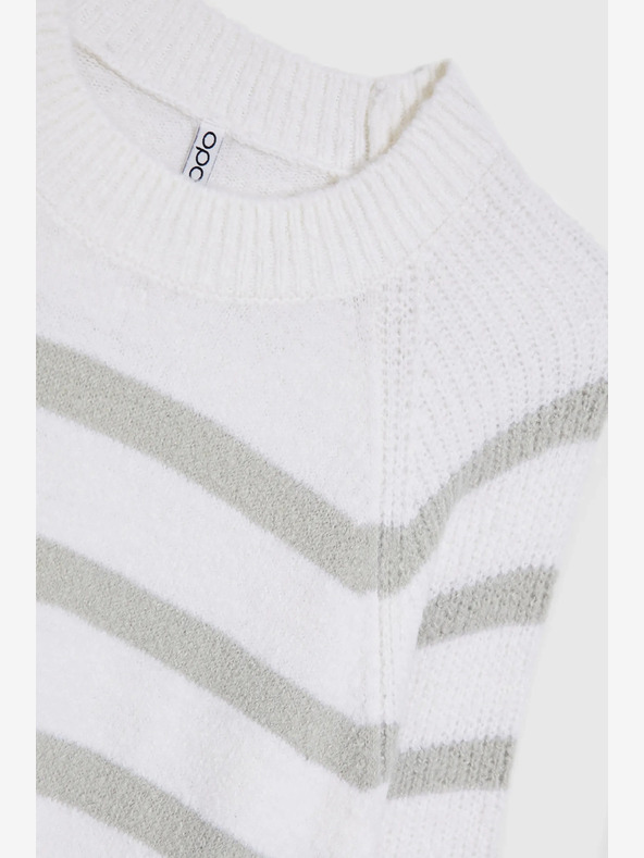 Moodo Pulover alb cu dungi gri Moodo