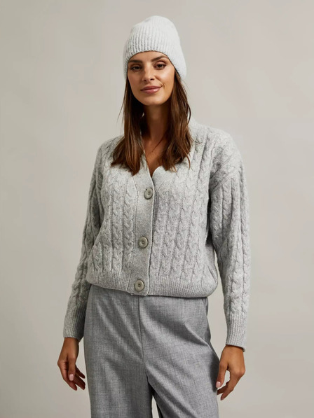 Moodo Cardigan scurt gri cu nasturi Moodo