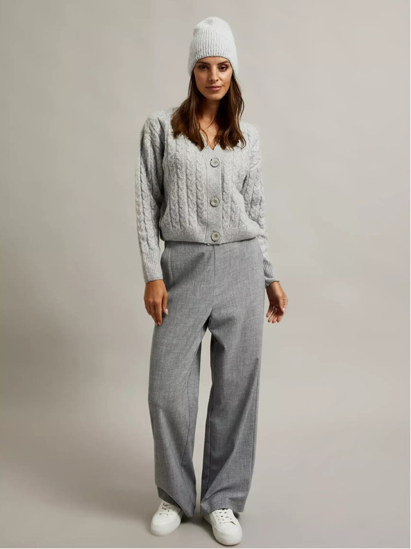 Moodo Cardigan scurt gri cu nasturi Moodo