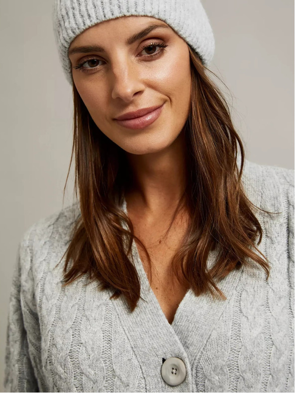 Moodo Cardigan scurt gri cu nasturi Moodo