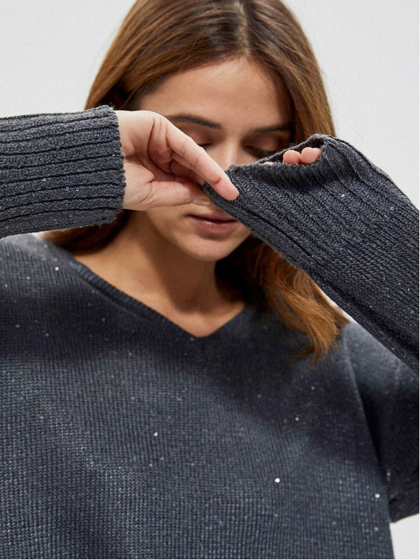 Moodo Pulover gri lucios pentru femei Moodo