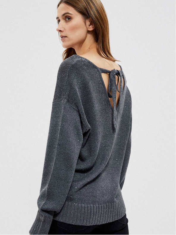 Moodo Pulover gri lucios pentru femei Moodo