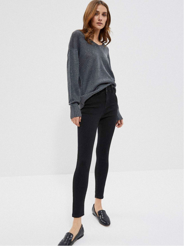 Moodo Pulover gri lucios pentru femei Moodo