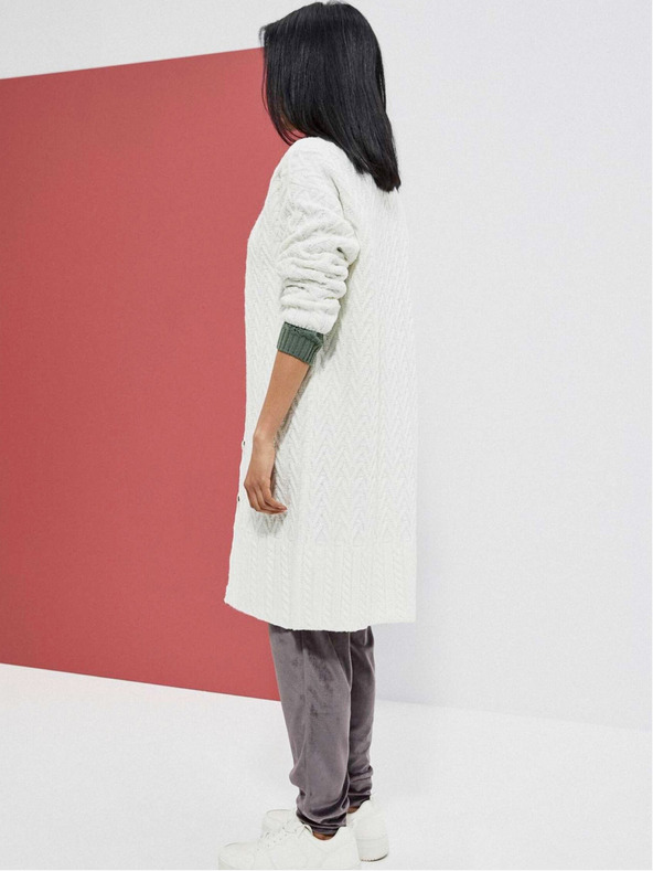 Moodo Cardigan lung alb de damă Moodo
