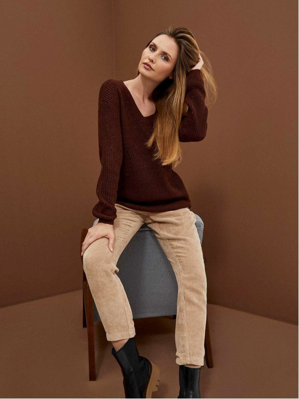 Moodo Pulover de damă maro strălucitor Moodo