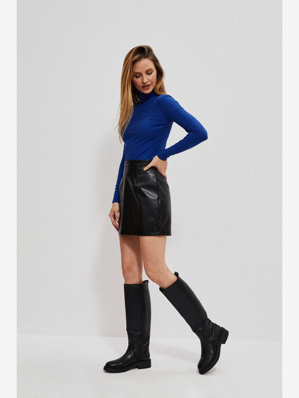 Moodo Fustă din piele întoarsă neagră pentru femei Moodo