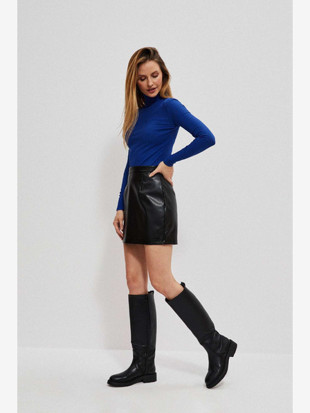 Moodo Fustă din piele întoarsă neagră pentru femei Moodo