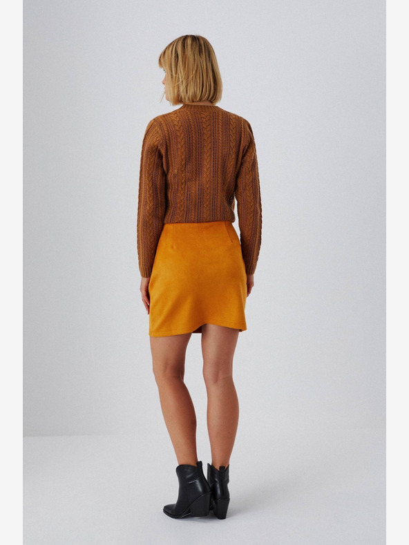 Moodo Fustă de damă portocalie din piele de căprioară Moodo