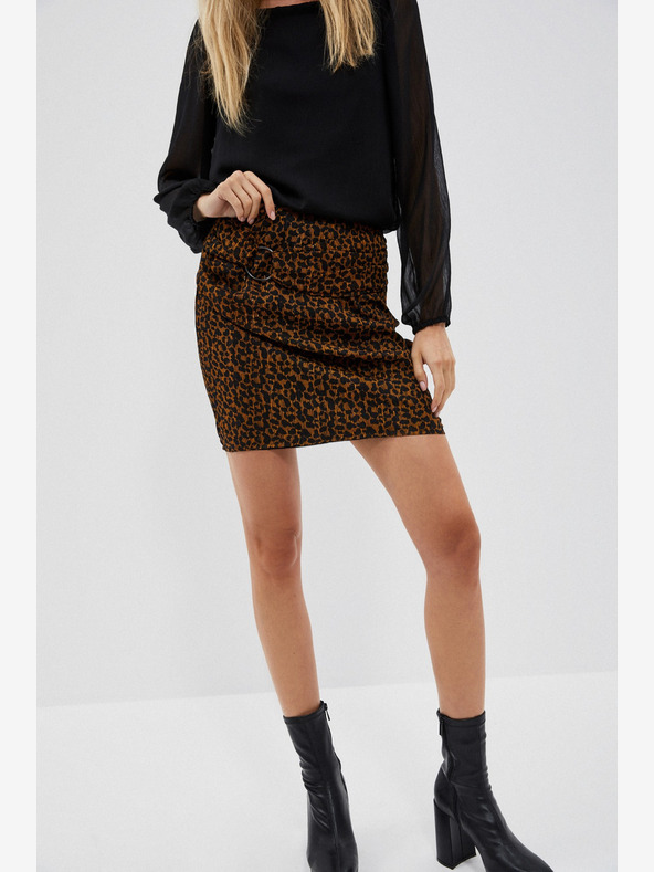 Moodo Fustă cu model negru și maro pentru femei Moodo