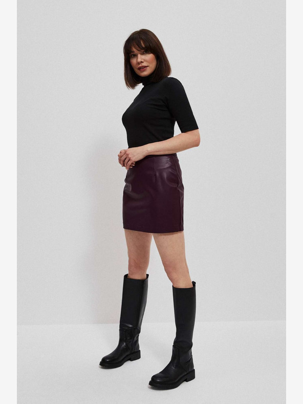 Moodo Burgundy Fustă din piele sintetică, femei Moodo