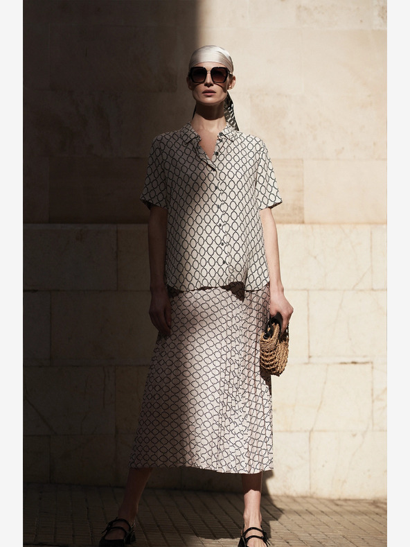 Moodo Fustă plisată cu model, bej, pentru femei Moodo