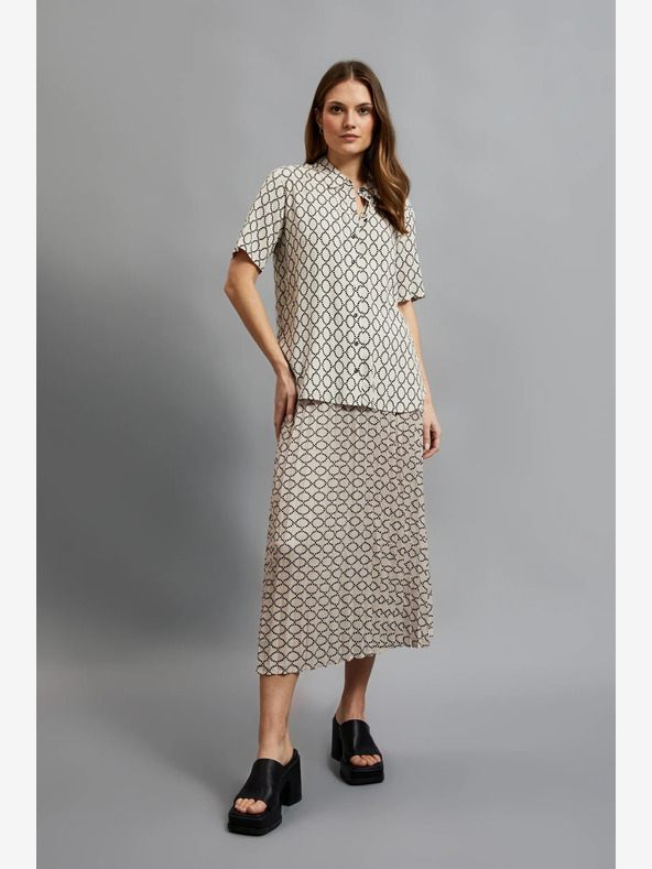 Moodo Fustă plisată cu model, bej, pentru femei Moodo