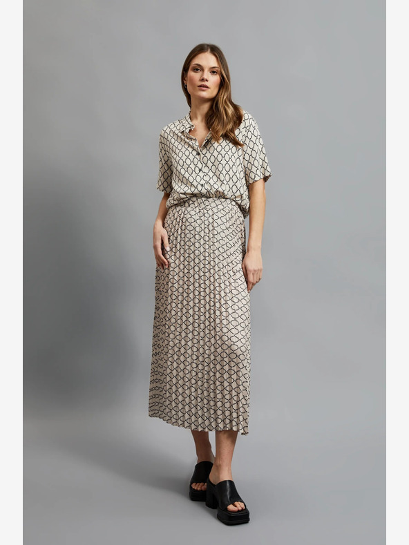 Moodo Fustă plisată cu model, bej, pentru femei Moodo